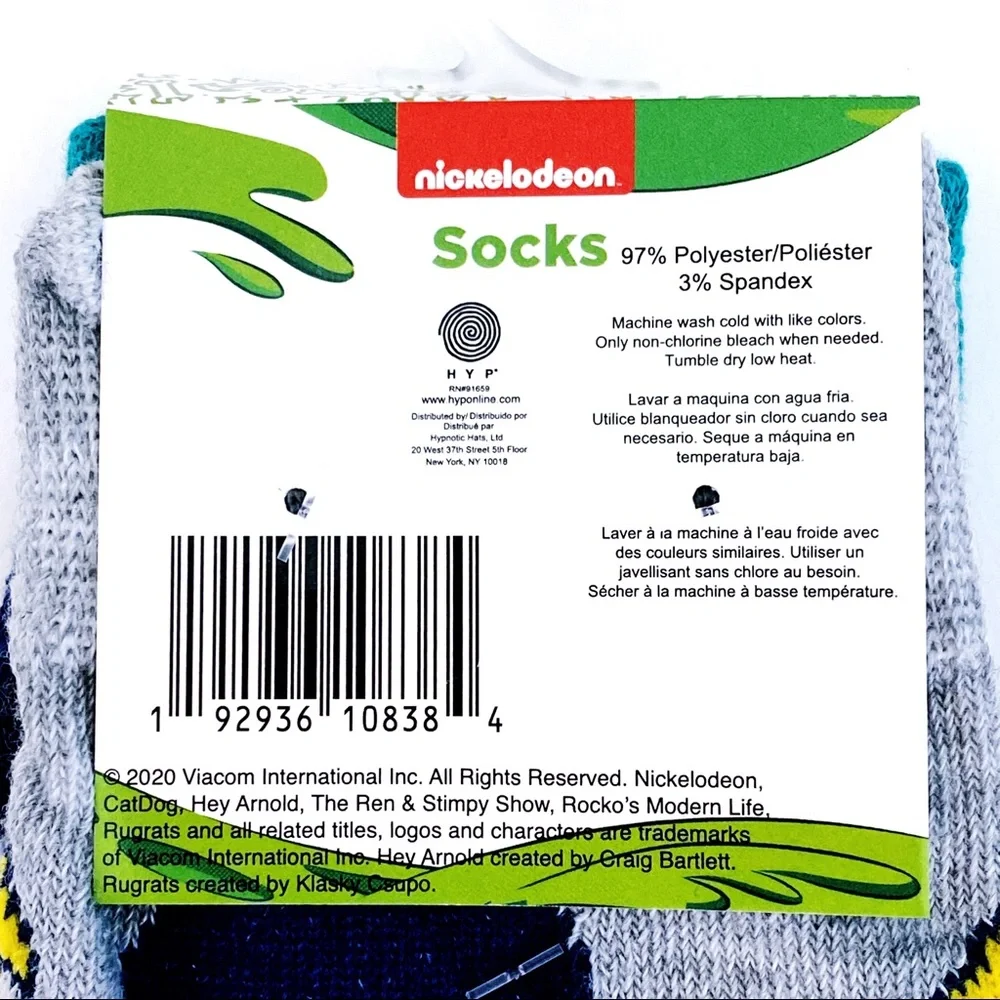 Nickelodeon Hey Arnold Crew Socks Mens Womens Gerald 90s Fun Novelty Gift